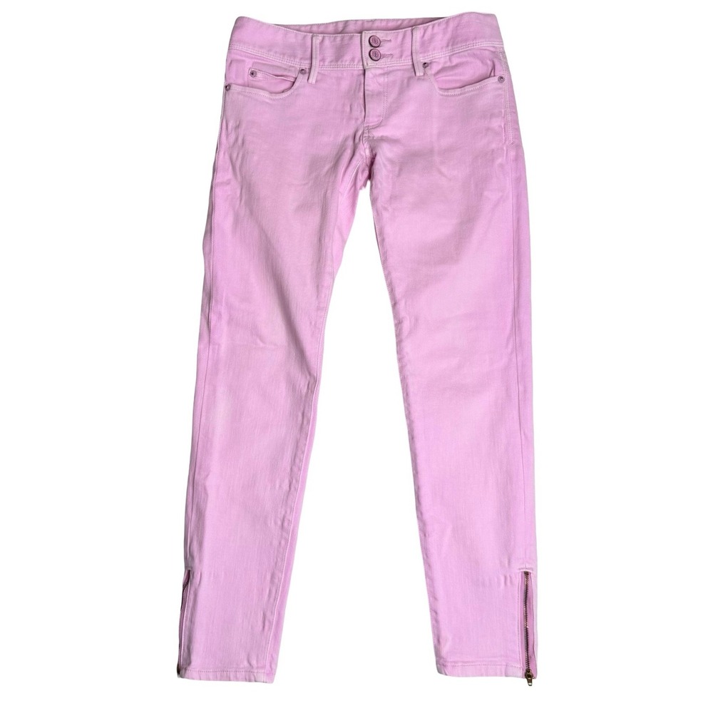 Lilly‎ Pulitzer Worth Skinny Mini Zip Pink Denim Jeans Womens Size 0